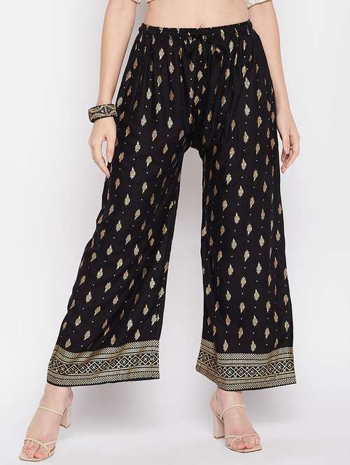 black rayon straight palazzo