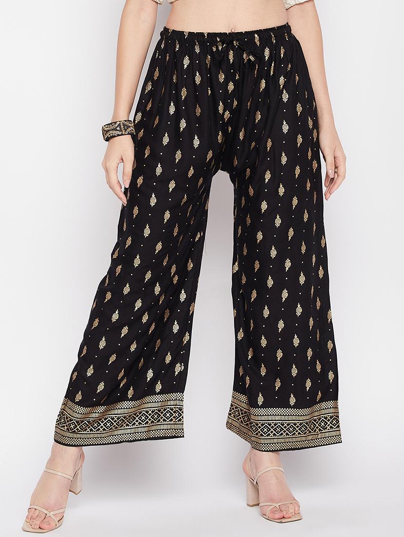 black rayon straight palazzo - 19840845 -  Zoom Image - 0
