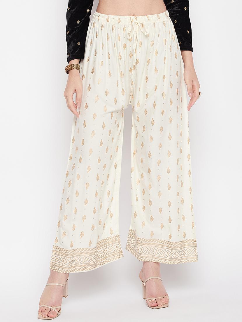 offwhite rayon straight palazzo - 19840848 - Zoom Image - 0