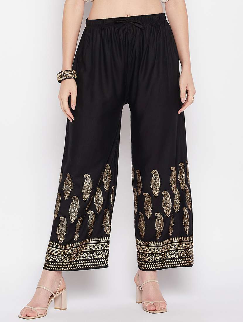 black rayon straight palazzo - 19840849 - Zoom Image - 0