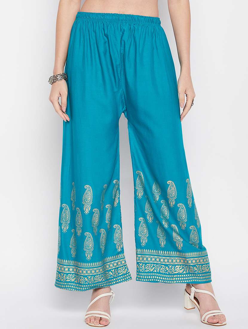 green rayon straight palazzo