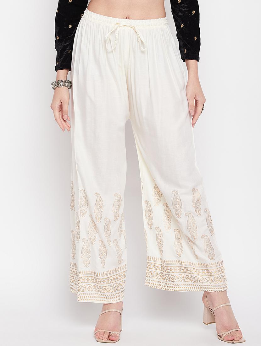 offwhite rayon straight palazzo - 19840853 - Zoom Image - 0