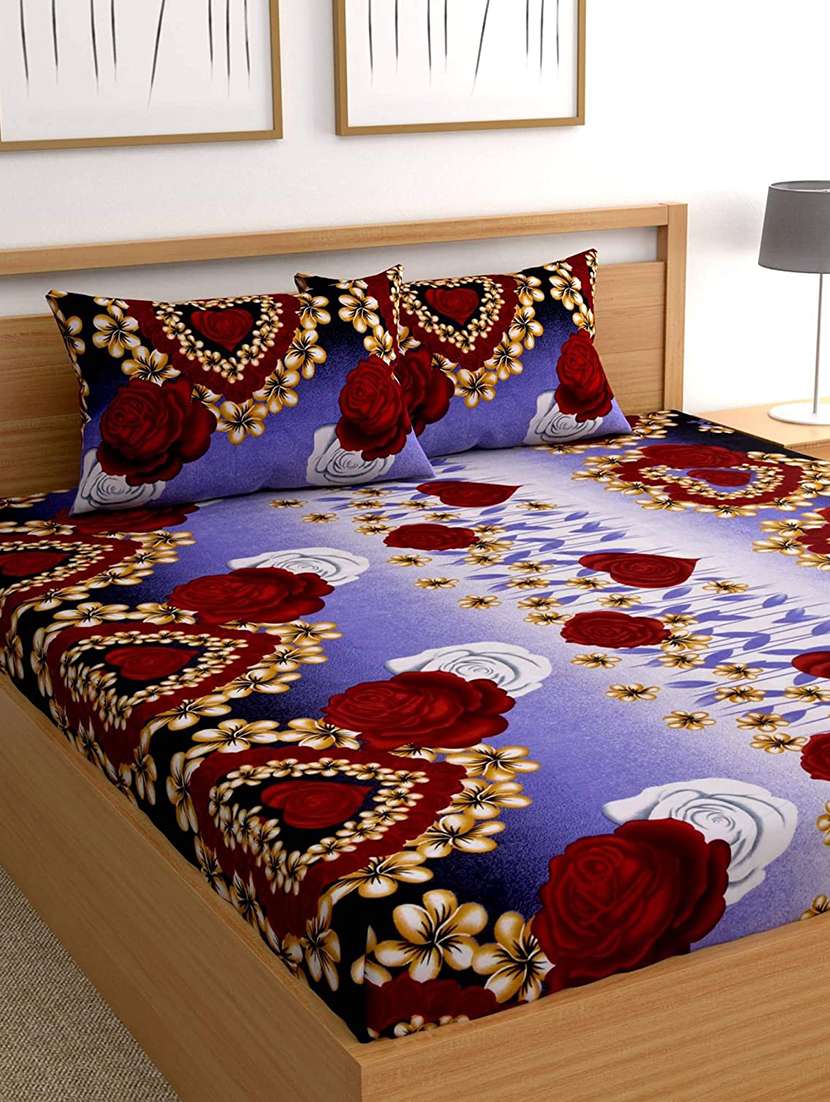 printed bedsheet with pillow covers