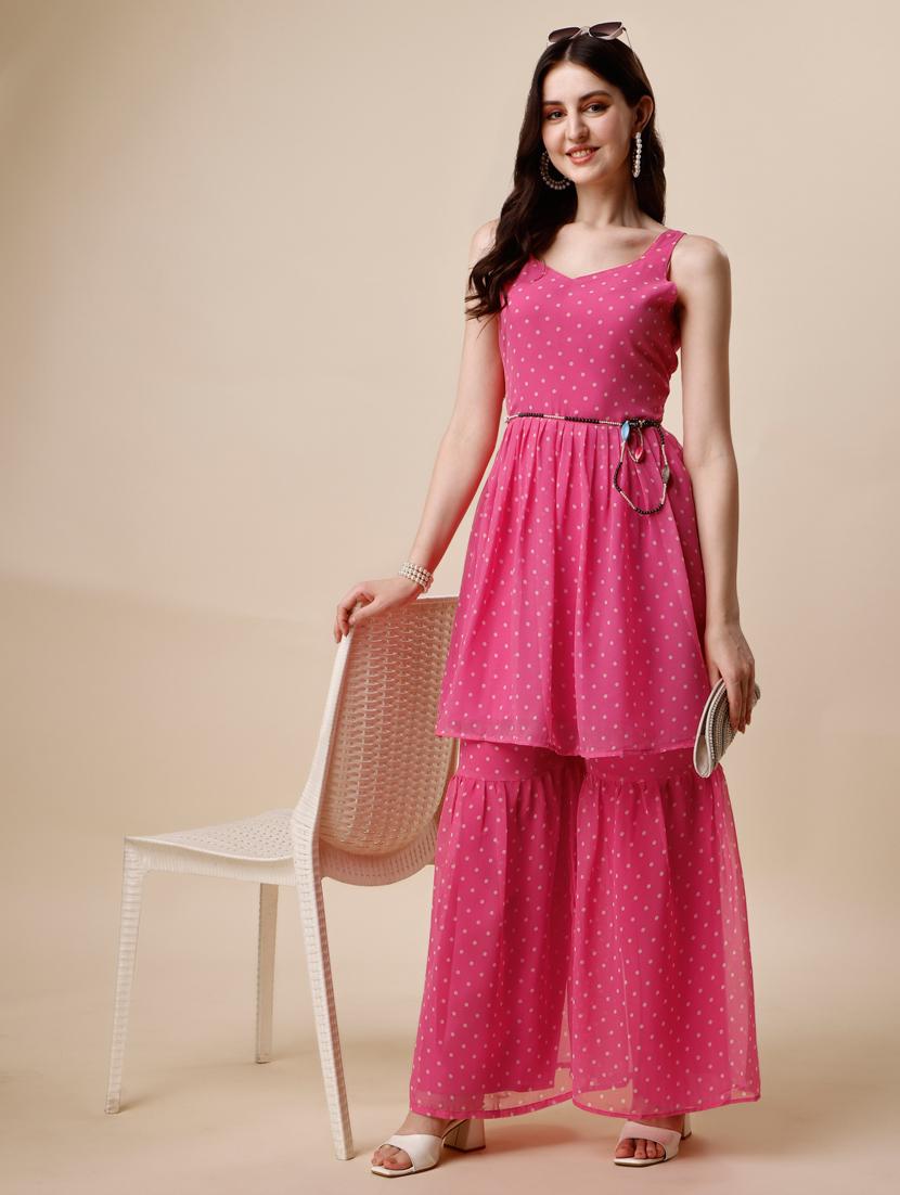 polka doted kurta sharara set - 19847104 - Standard Image - 3