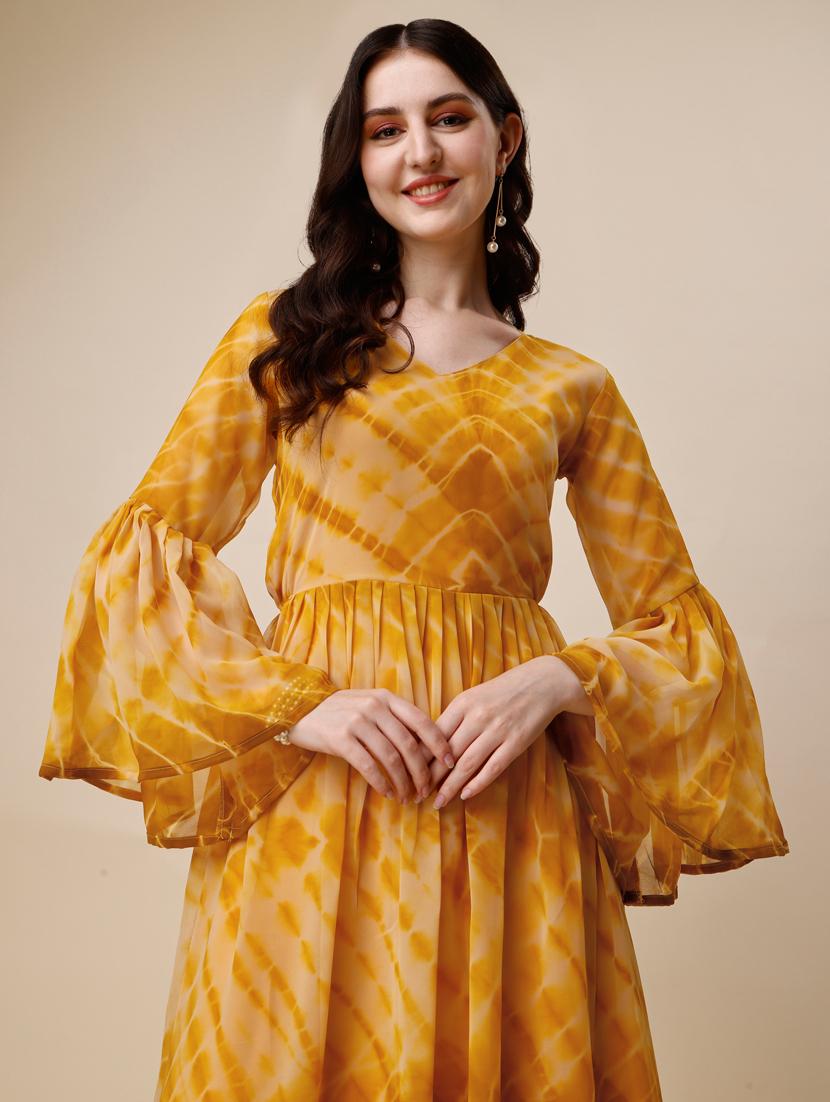 tie & dyed kurti with palazzos & dupatta - 19847105 - Standard Image - 5