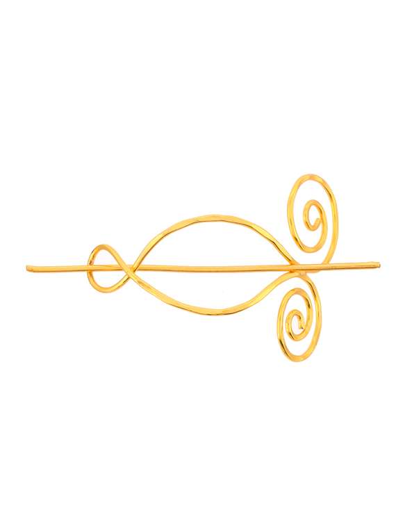 gold plated metallic hair bun pin