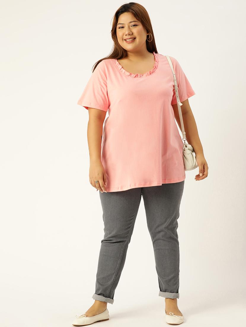 women's plain round neck t-shirt - 19847109 - Standard Image - 3