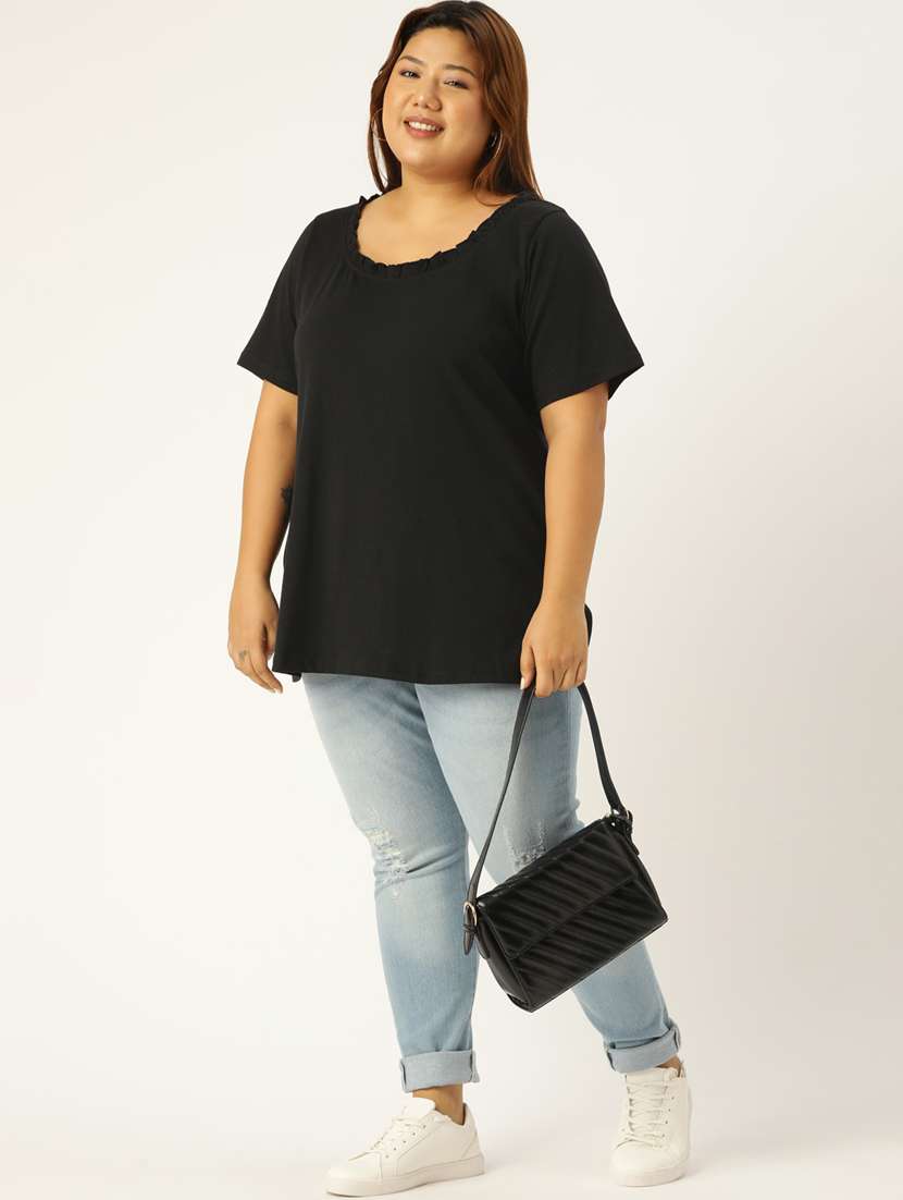 women's plain round neck t-shirt - 19847110 - Standard Image - 3