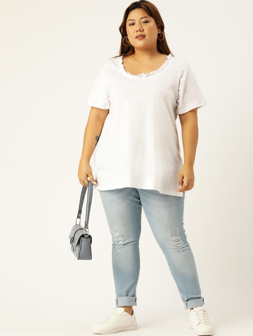 women's plain round neck t-shirt - 19847111 - Standard Image - 3