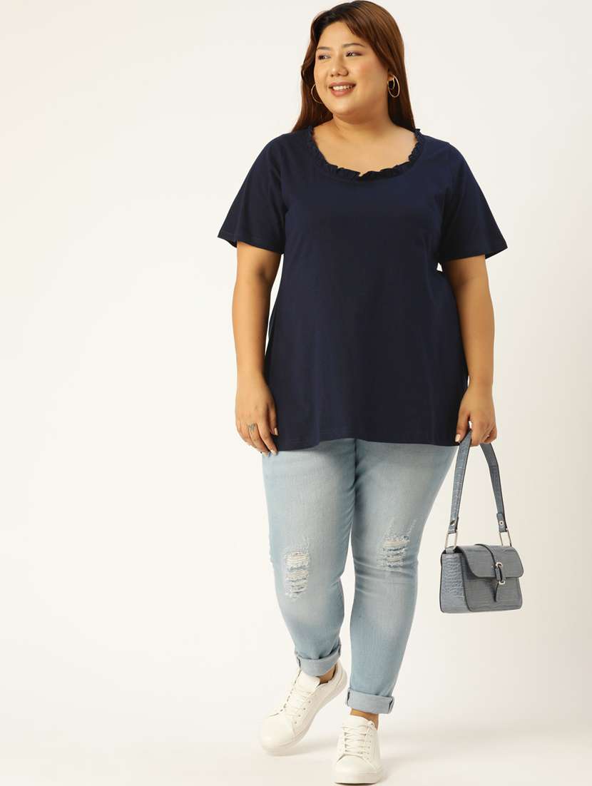 women's plain round neck t-shirt - 19847114 -  Standard Image - 3