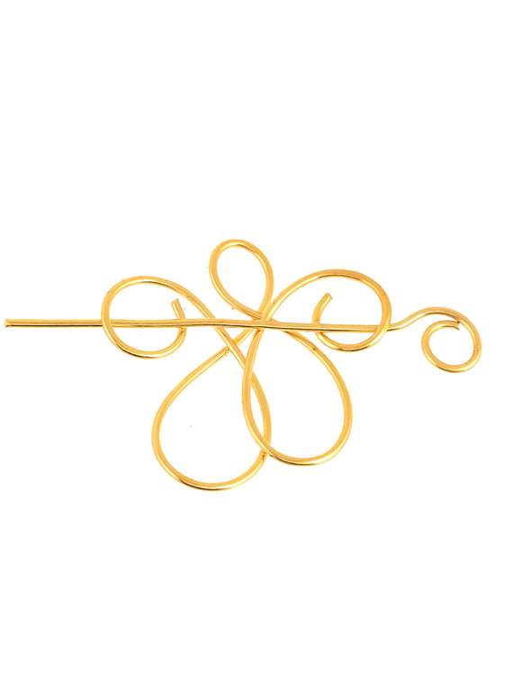 gold plated metallic hair bun pin