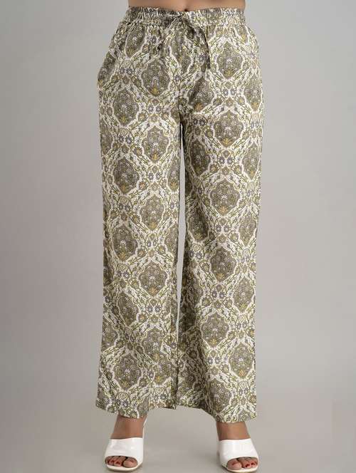 printed wide leg trouser