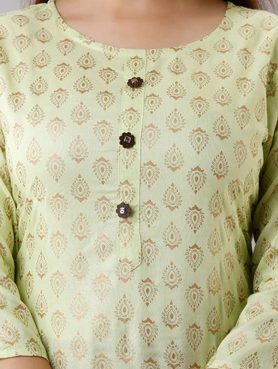 green printed three quarter sleeve kurta sharara set - 19847333 - Standard Image - 3