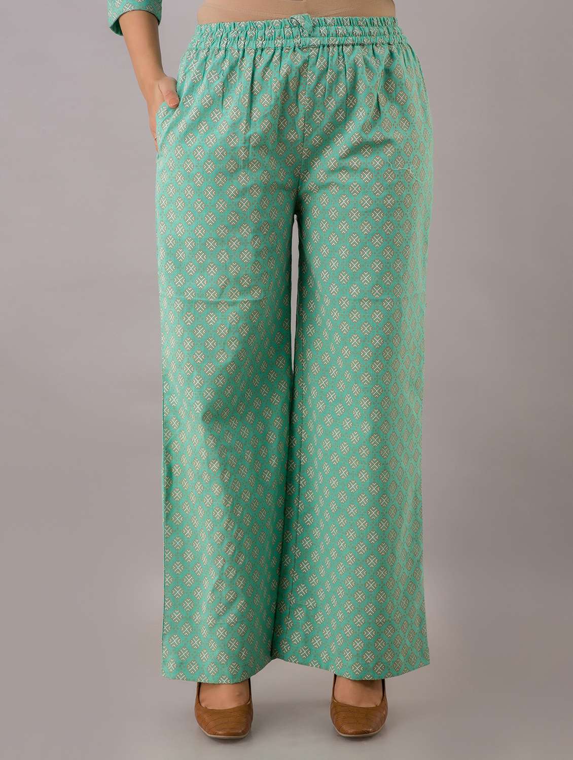 green kurta palazzo set - 19847421 - Standard Image - 3