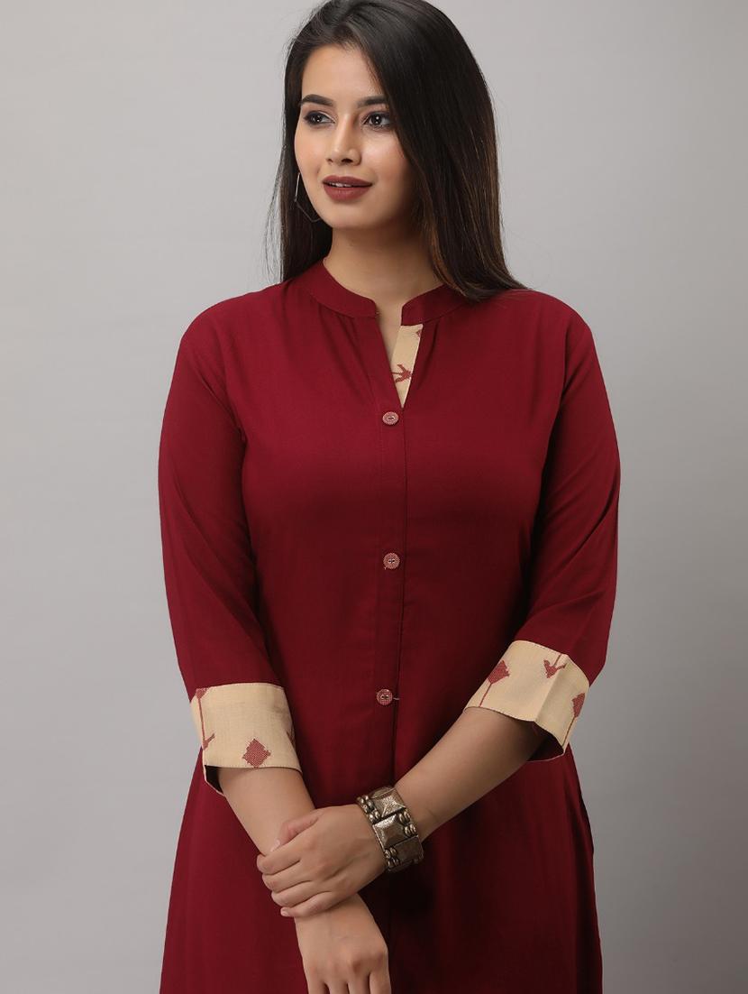 women solid mandarin neck kurta palazzo set - 19847429 - Standard Image - 3