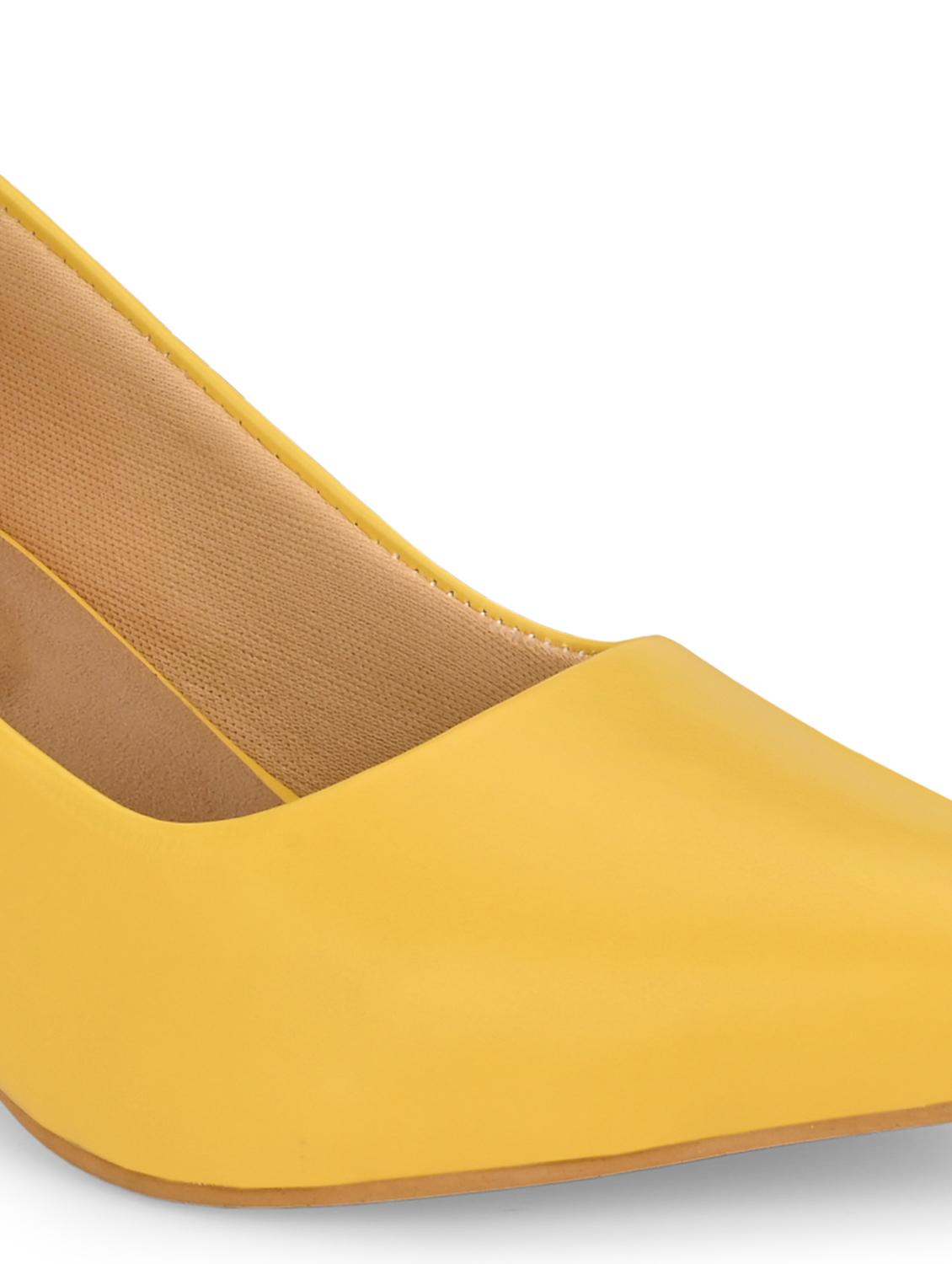 yellow synthetic slip on pumps - 19847458 - Standard Image - 5