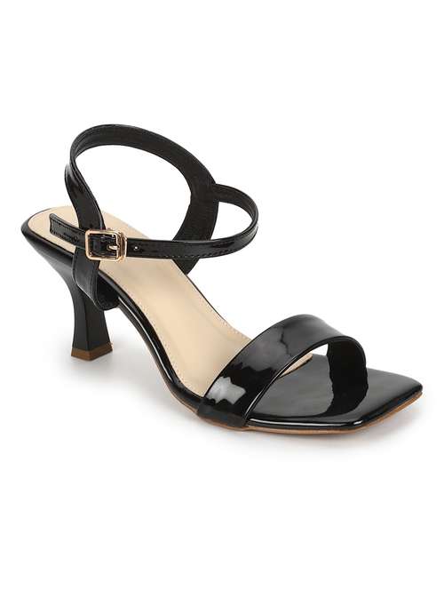 black patent leather ankle strap sandals - 19848023 -  Standard Image - 0