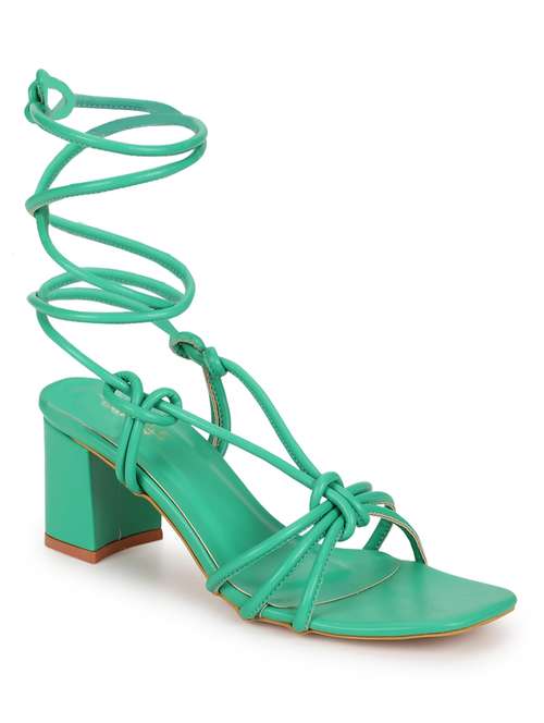 green tie up strappy sandal - 19848027 - Standard Image - 0