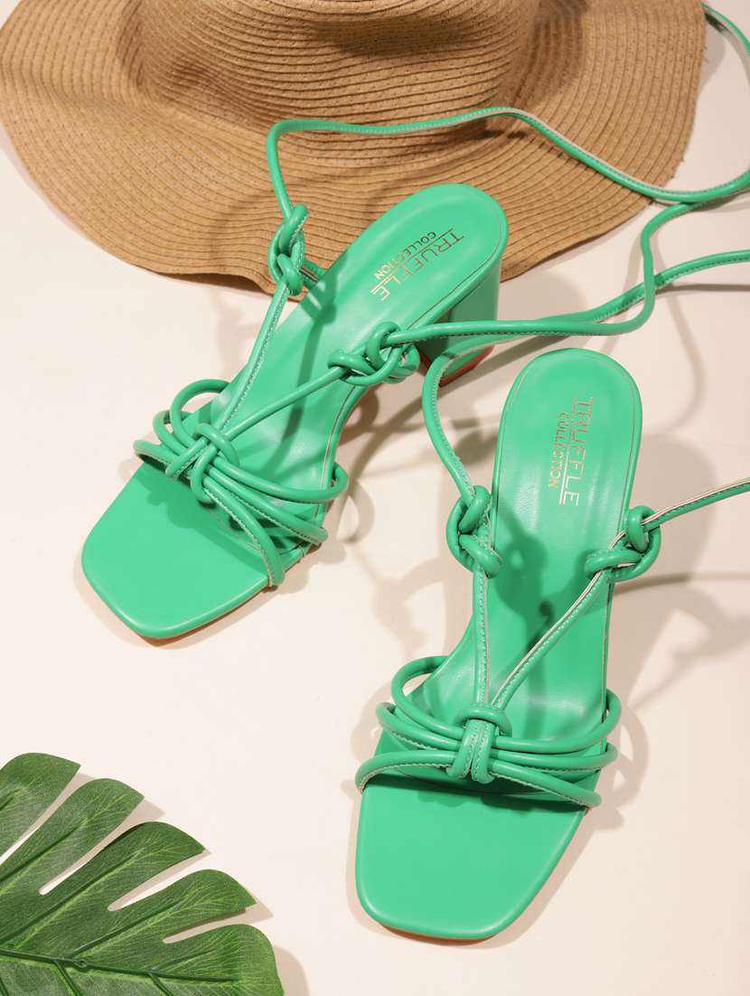 green tie up strappy sandal - 19848027 - Standard Image - 3
