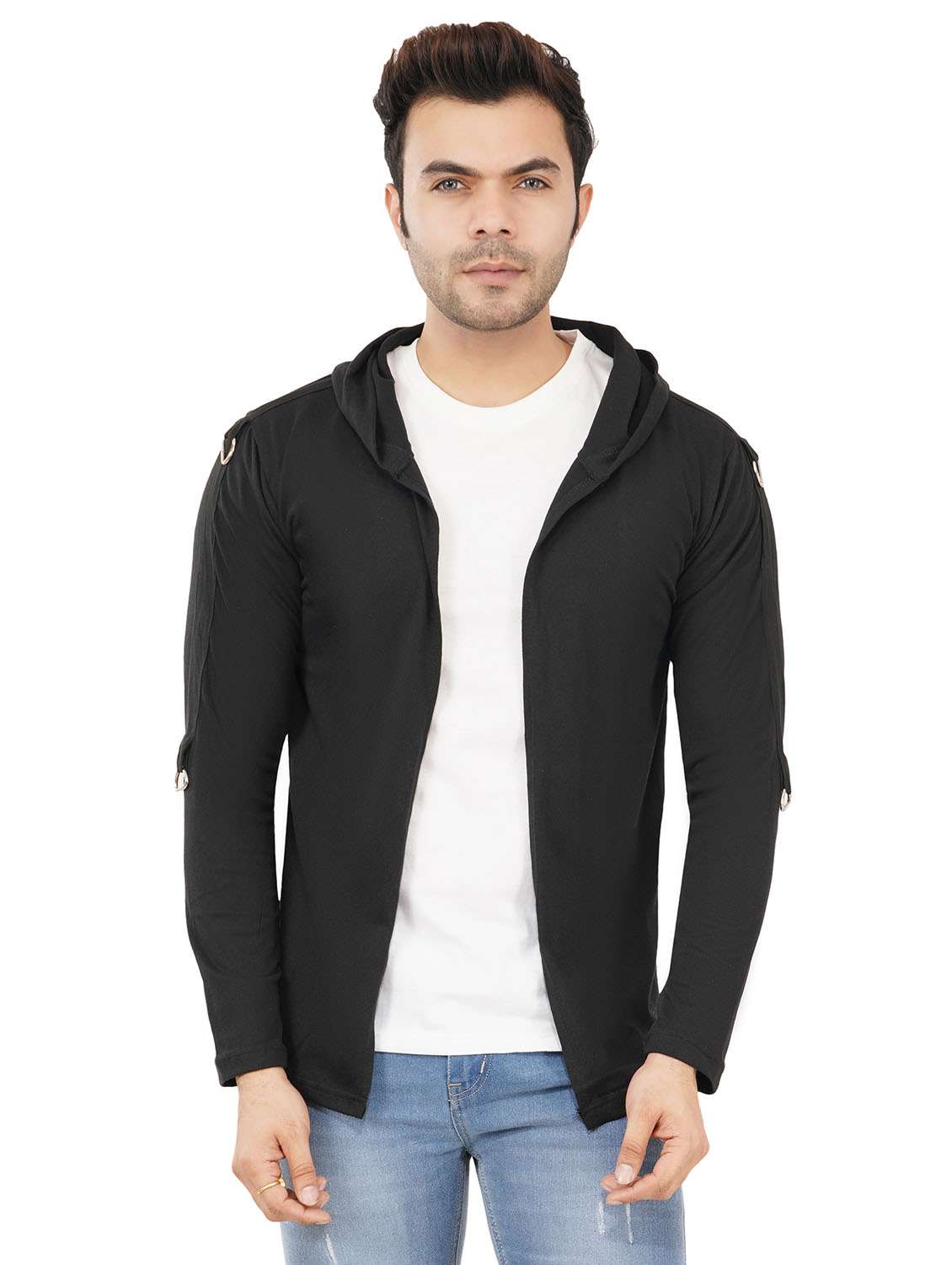 black cotton blend shrug