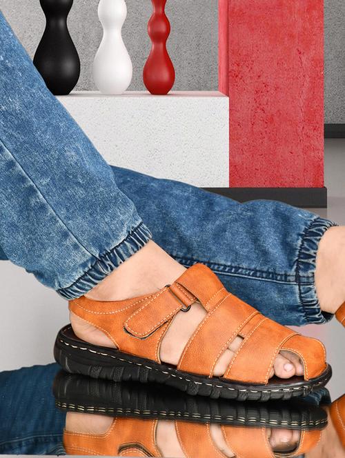 tan synthetic slip on sandal - 19848667 - Standard Image - 0