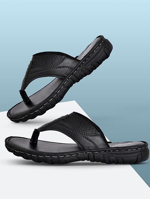 black synthetic slip on flip flop - 19848673 -  Standard Image - 0