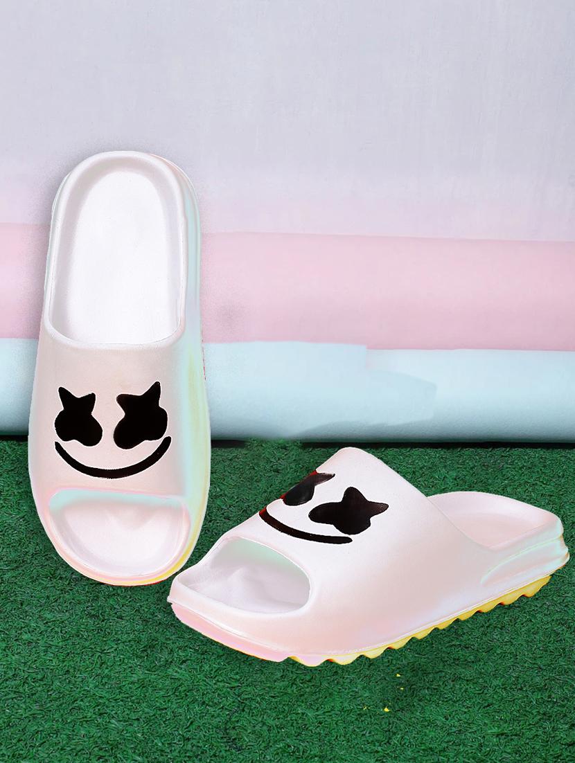 white rubber slip on flip flops - 19849360 - Zoom Image - 0