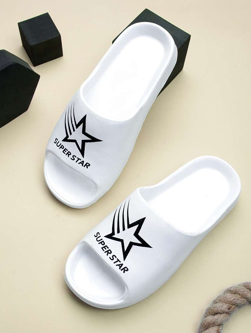 white rubber slip on flip flops