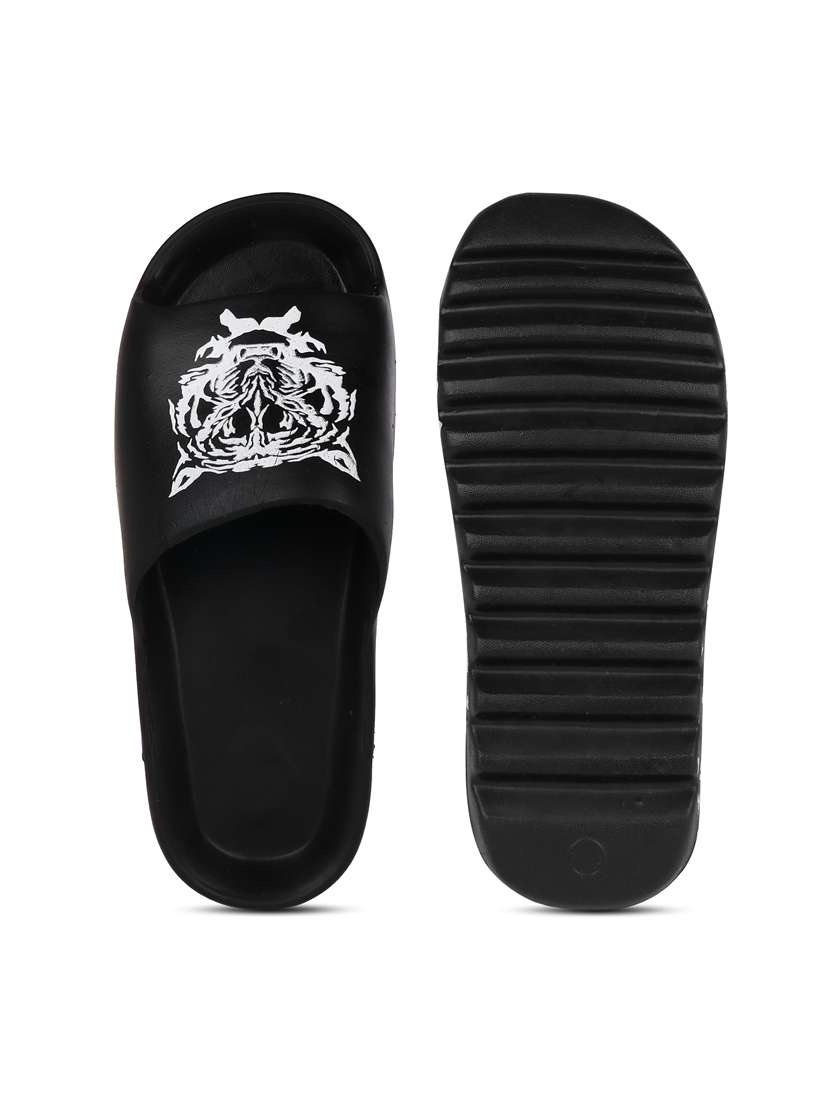 black rubber slip on flip flops - 19849367 -  Standard Image - 5