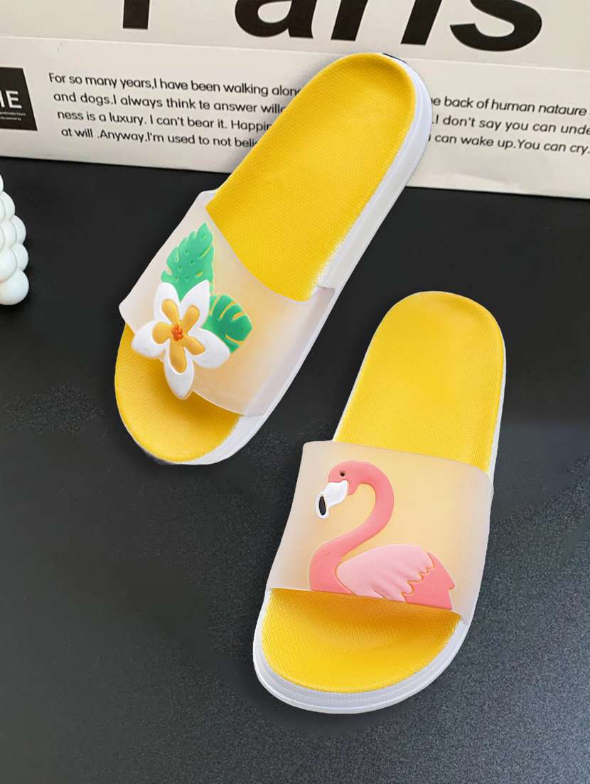transparent bird yellow flip flop for women - 19849482 -  Standard Image - 3