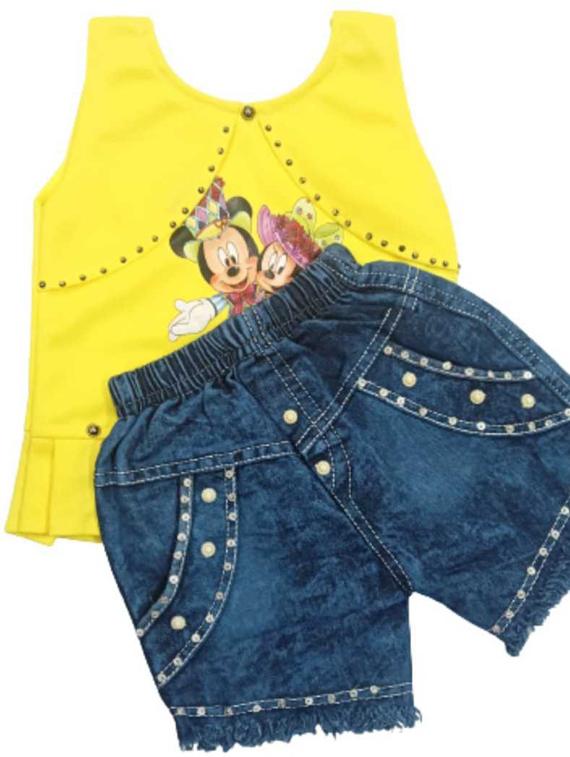 girls top & denim shorts twin set - 19849819 - Zoom Image - 0