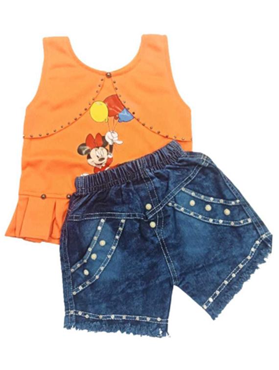 girls top & denim shorts twin set - 19849823 - Zoom Image - 0