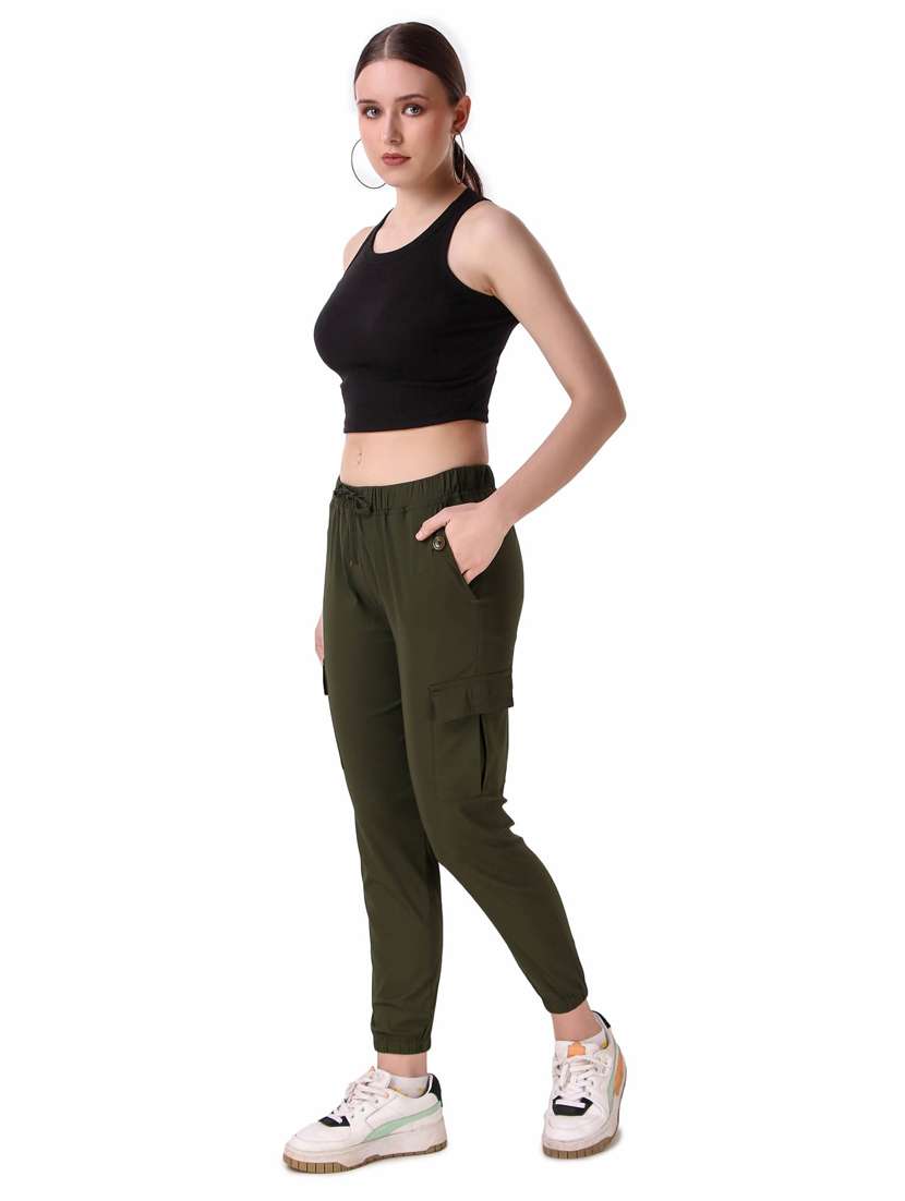 green solid joggers - 19850158 -  Standard Image - 3