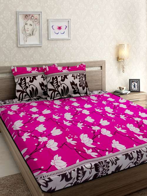 floral double bedsheet with 2 pillow covers - 19850226 -  Standard Image - 0