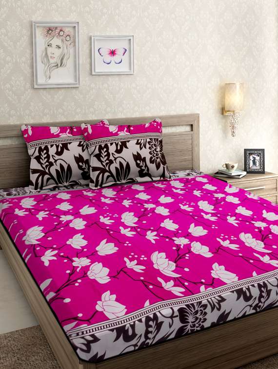 floral double bedsheet with 2 pillow covers