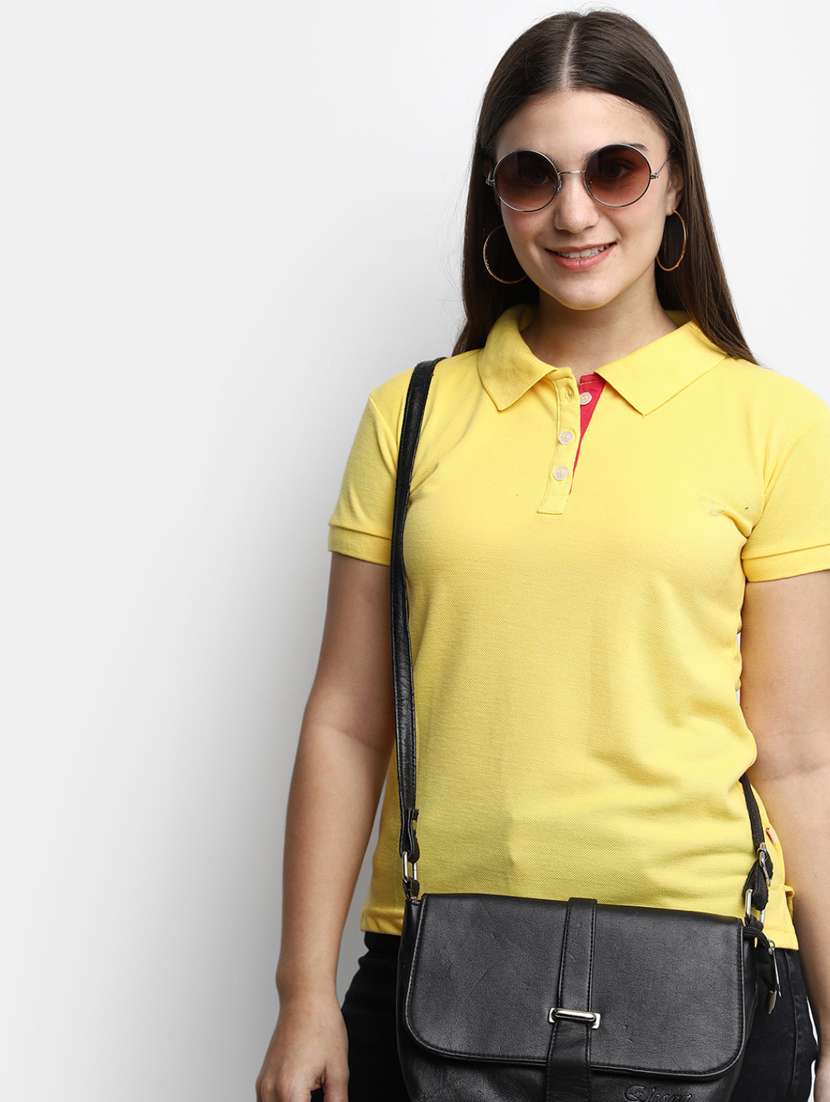women's plain polo neck t-shirt - 19850309 -  Standard Image - 3
