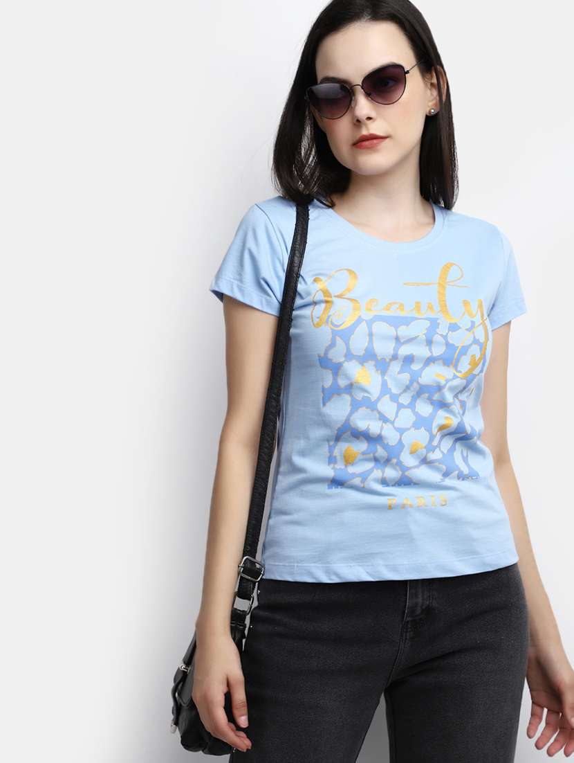 women's front print round neck t-shirt - 19850330 -  Standard Image - 3