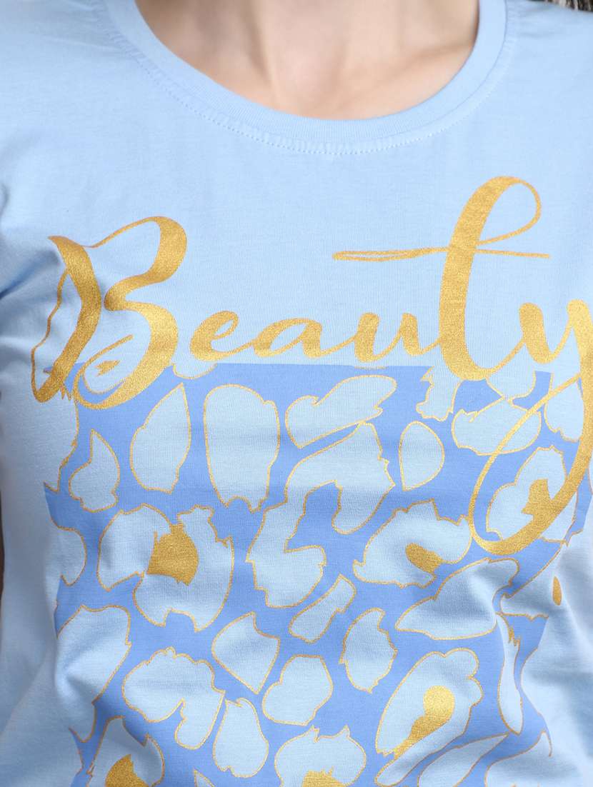 women's front print round neck t-shirt - 19850330 -  Standard Image - 5