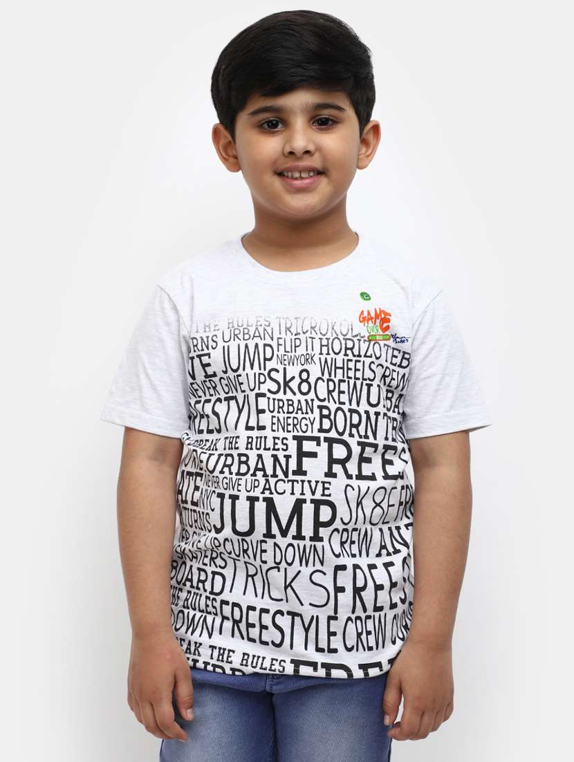 boys printed round neck t-shirt