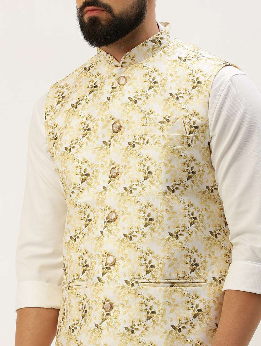 white cotton nehru jacket - 19855897 -  Standard Image - 5