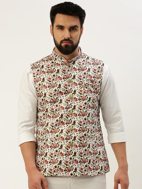 white cotton nehru jacket - 19855908 - Standard Image - 0