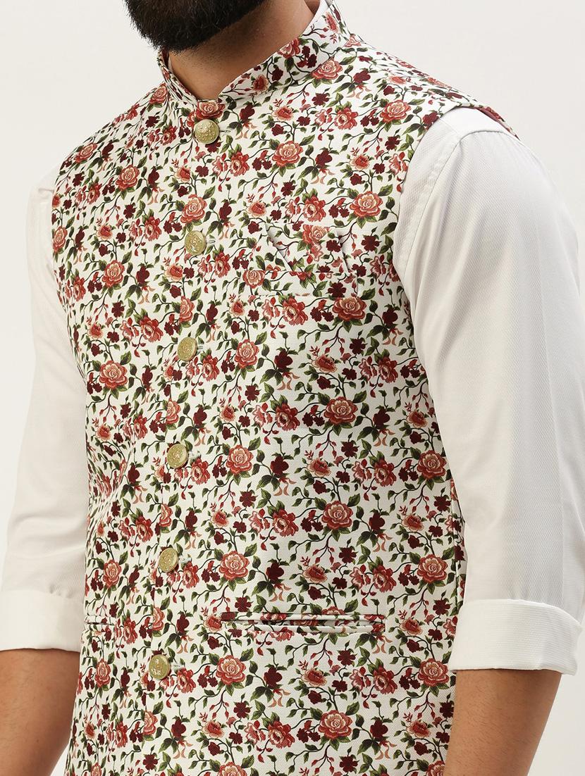 white cotton nehru jacket - 19855908 - Standard Image - 5