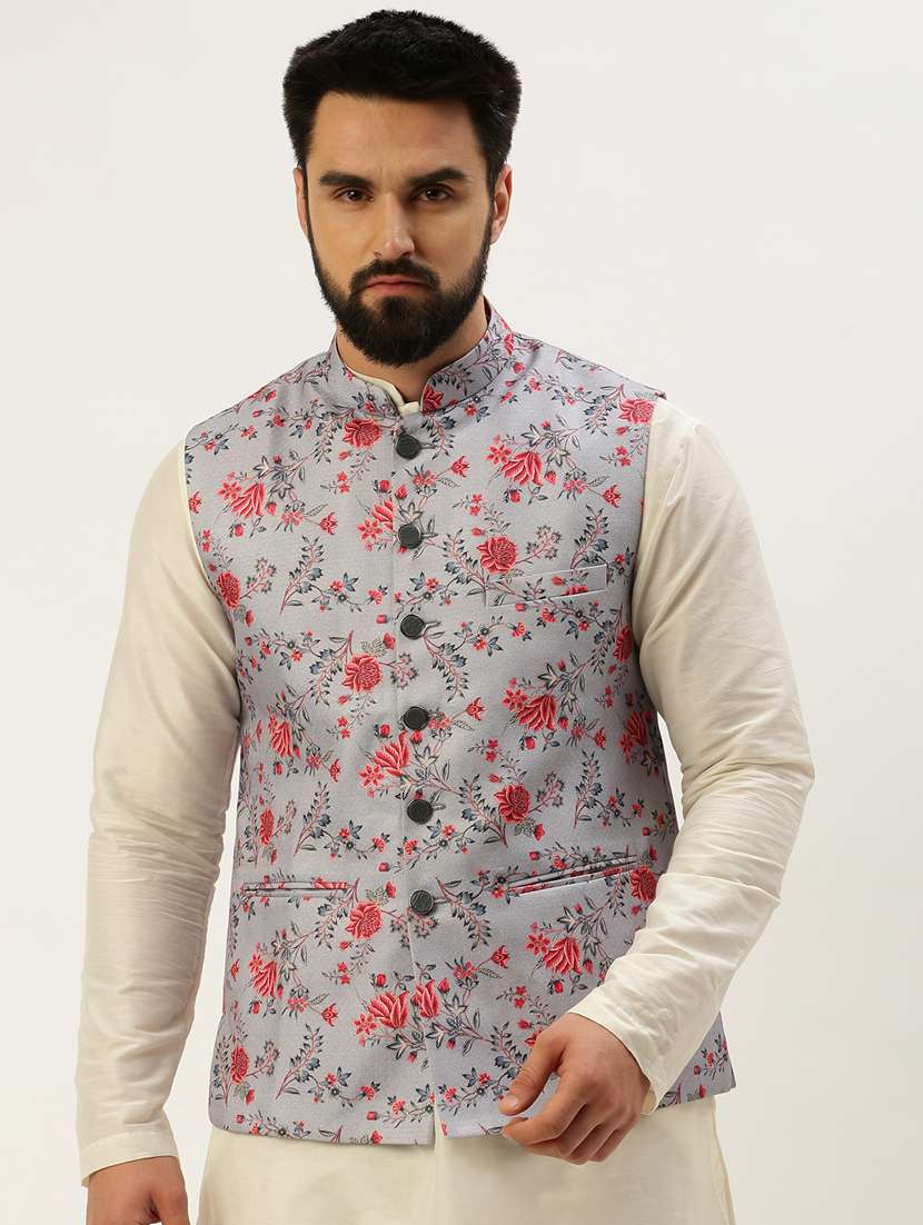 grey cotton nehru jacket