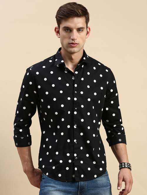 mens polka dots casual shirt - 19855971 - Standard Image - 0