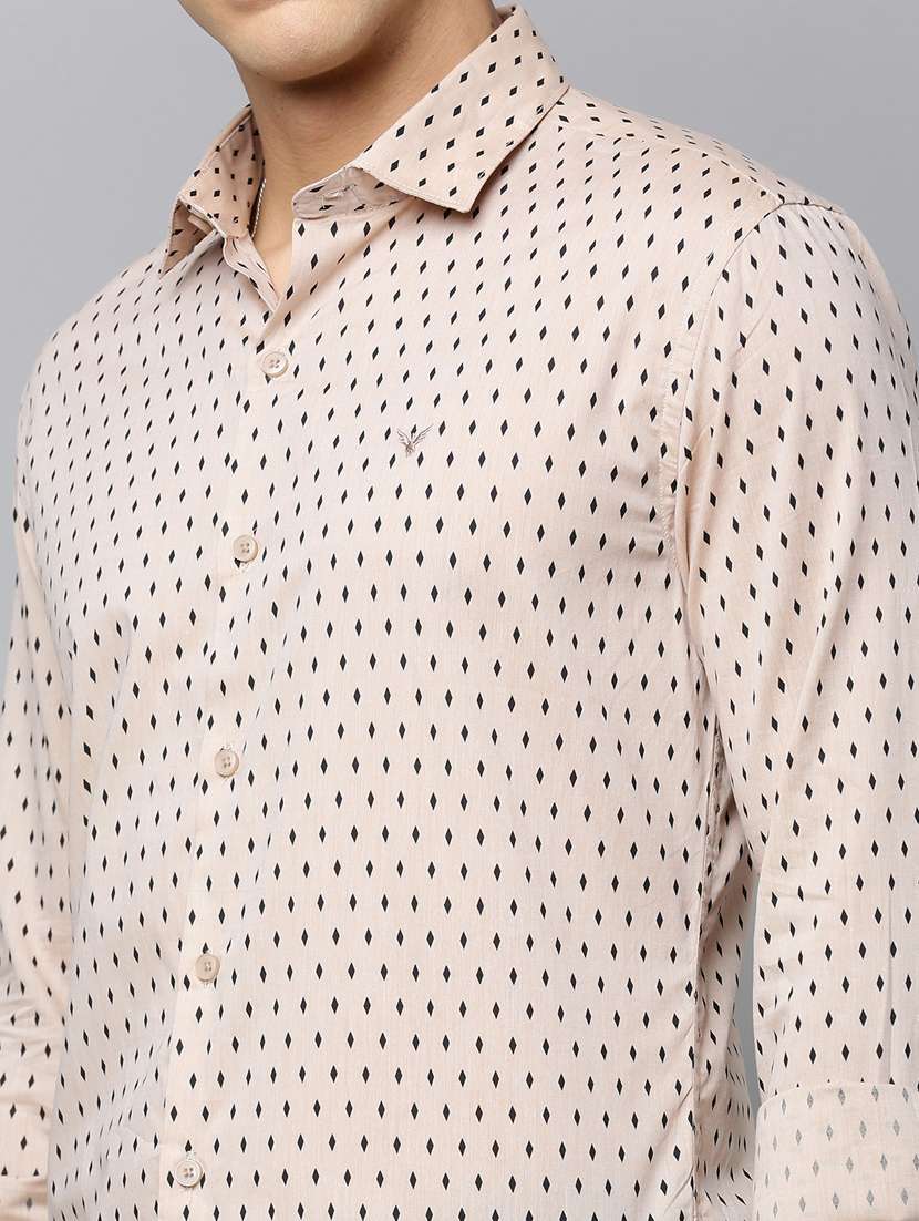 men yellow regular fit micro print casual shirt - 19856014 -  Standard Image - 5