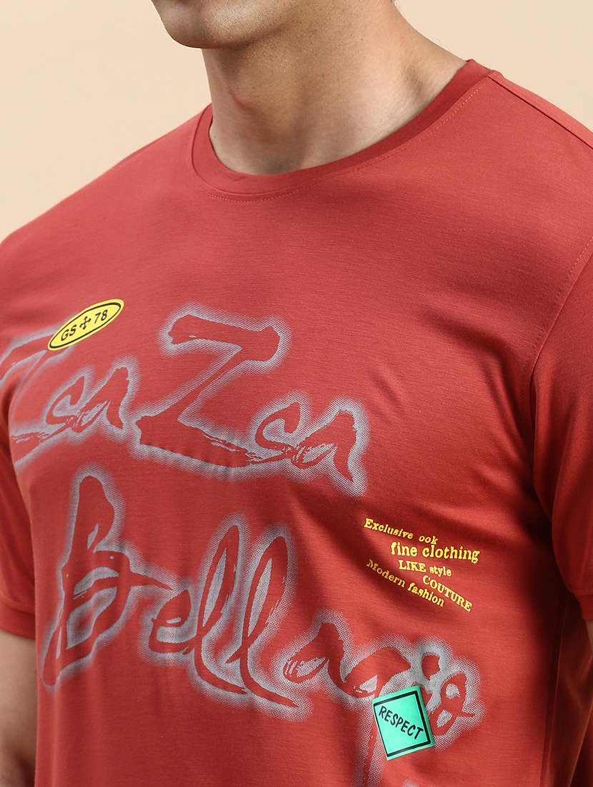 men round neck front print t-shirt - 19856117 -  Standard Image - 5