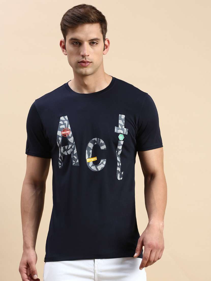 round neck printed cotton t-shirt - 19856126 - Zoom Image - 0
