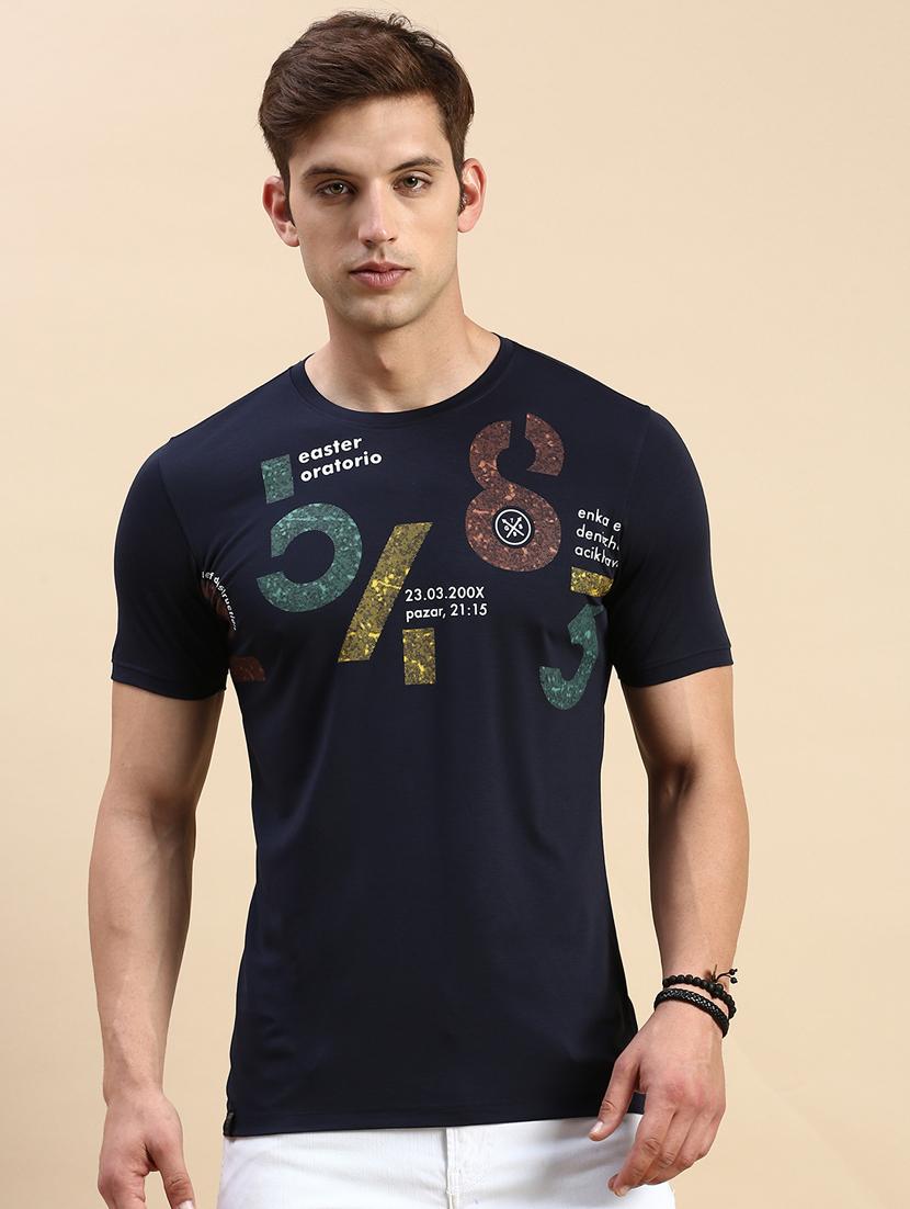 round neck printed cotton t-shirt - 19856138 - Zoom Image - 0