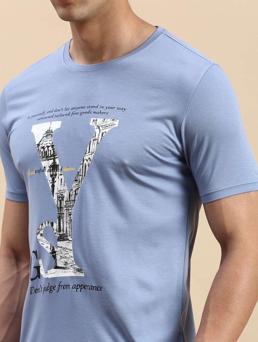 round neck printed cotton t-shirt - 19856145 -  Standard Image - 5