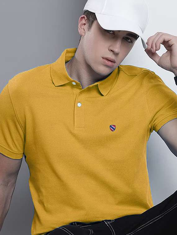 polo neck solid polo t-shirt - 19860494 -  Standard Image - 3